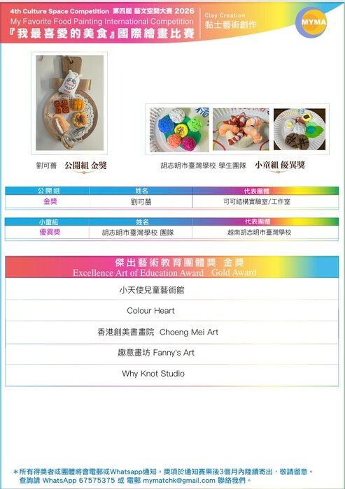 【教務處】轉知本校參加<第四屆藝文空間大賽2026『我最喜愛的美食』國際繪畫比賽>得獎名單圖片